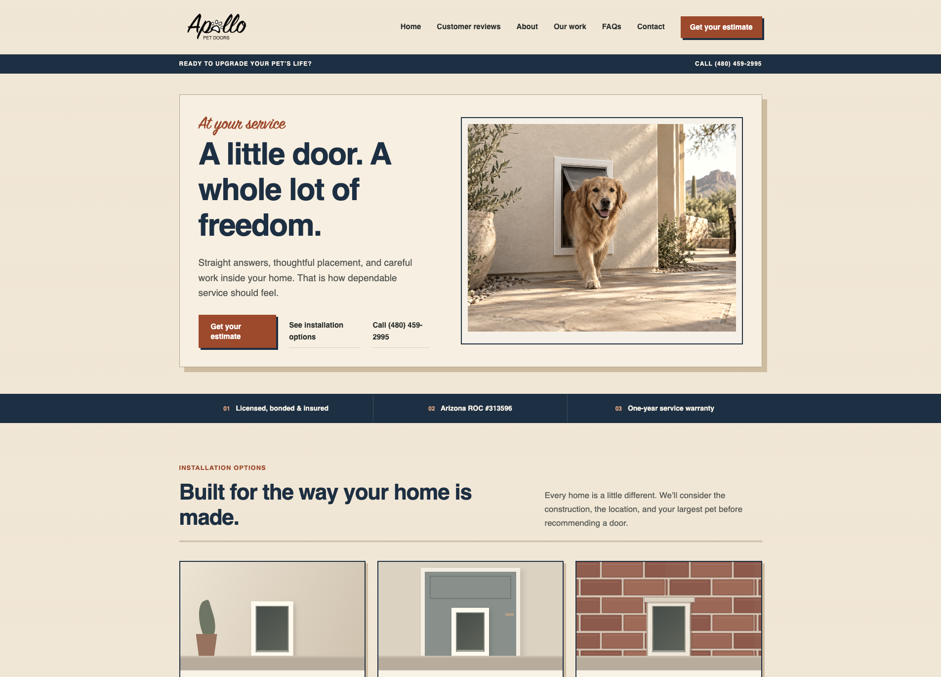 Apollo Pet Doors website by Aporo Systems