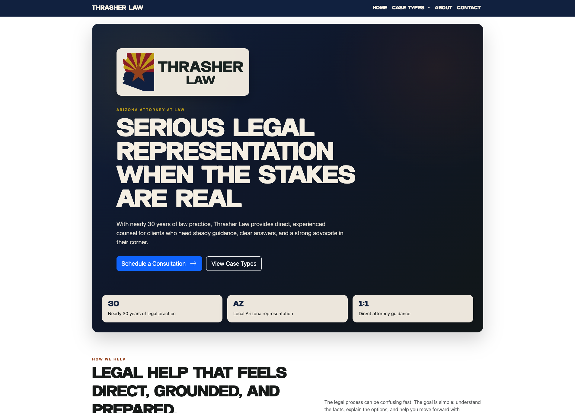 Thrasher Law website by Aporo Systems